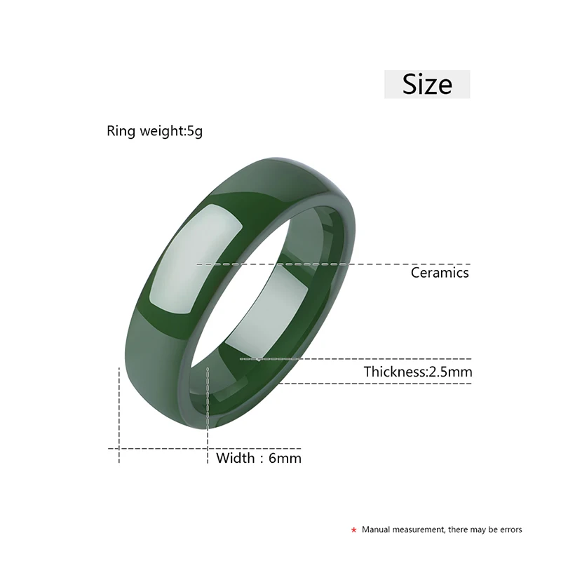 2019 New Green Color Ceramic Rings for Women Men Smooth Healthy Never Fade 3mm 6mm Width Green Finger Rings Wedding Party Gift