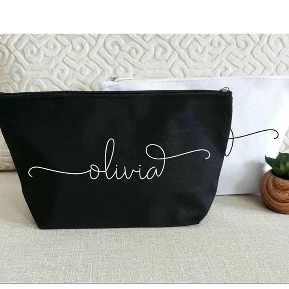 

Name Makeup Bag Custom Large Cosmetic Bag Bridal Party make up bag Christmas Wedding Gift Bridesmaid Gift Cheerleader