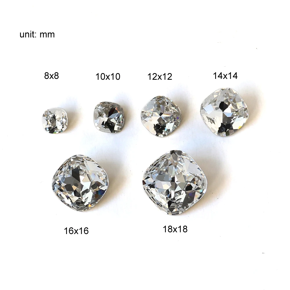 Fat Square Glitter Strass Diamond For Clothes Pointback Fancy Stone And Crystals Nail Art Rhinestone Crystal Jewelry Making Gift