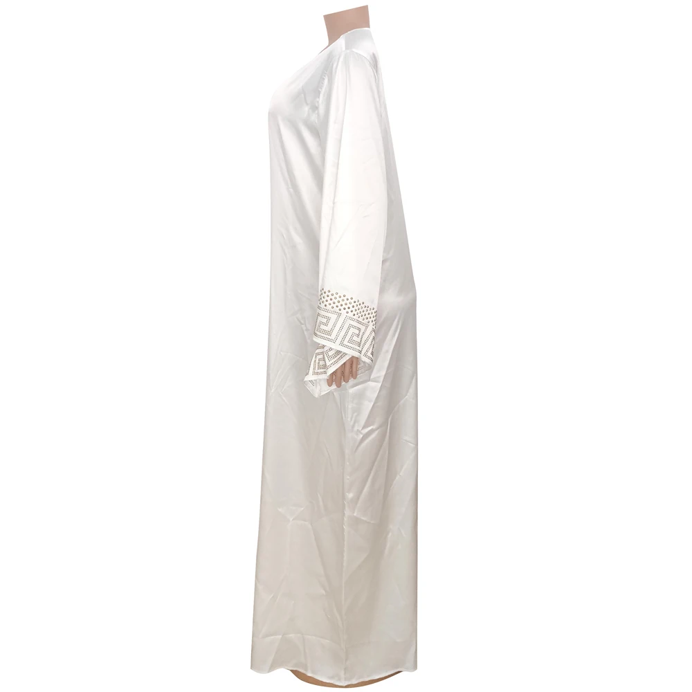 Abiti eleganti africani di moda manica svasata diamanti abbigliamento islamico Abaya abito musulmano abito lungo da donna Maxi abiti