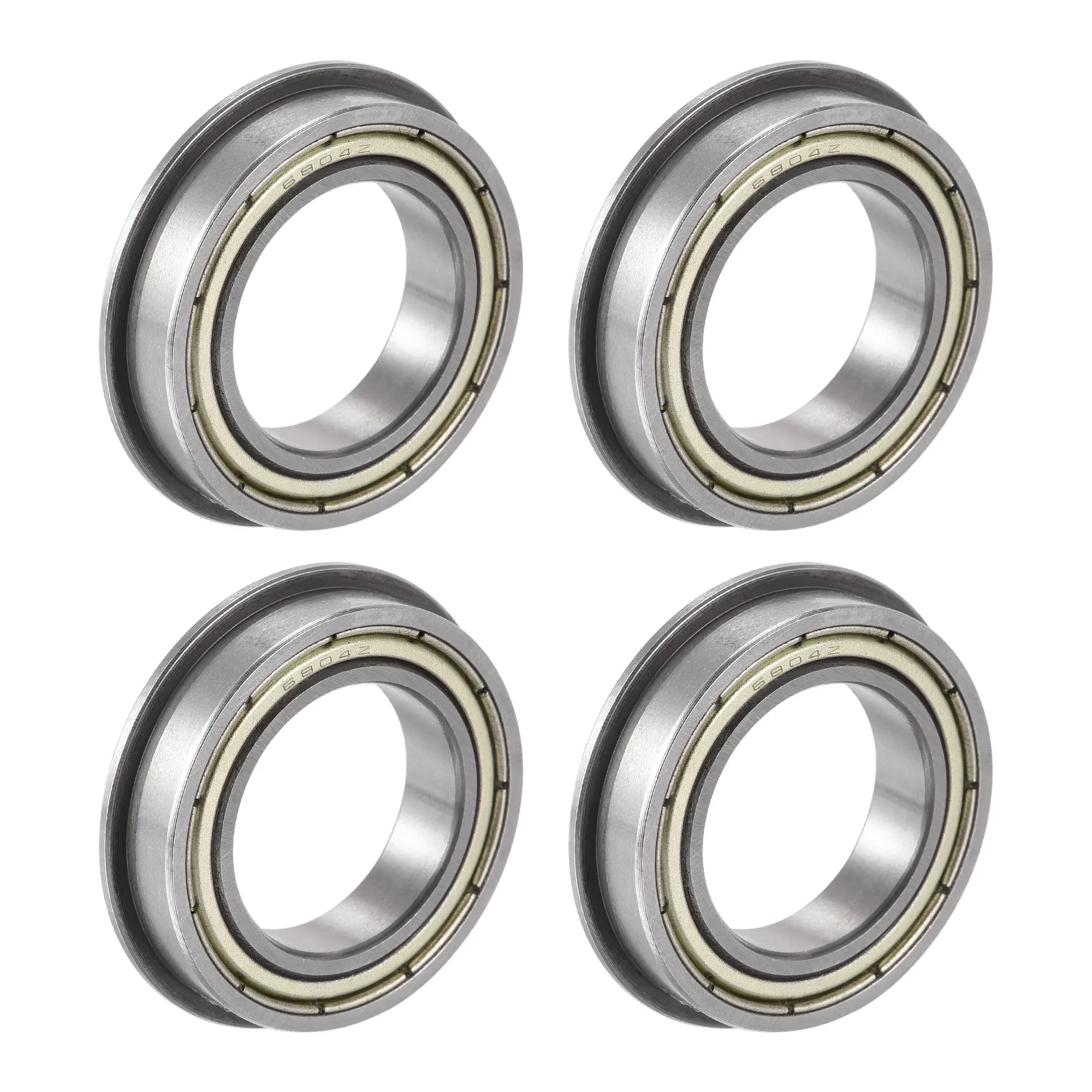 Uxcell 4Pcs F6802-ZZ Flange Ball Bearing 15x24x5mm Double Shields Chrome Steel Bearings