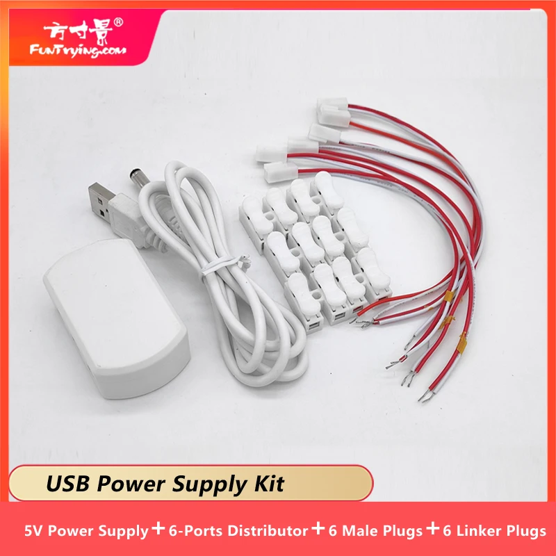 5V USB AC/DC Adapter / Power Supply with 6 Ports Output Railway Layout/Railroad Layout/Train Layout/Street lights Layout Diorama