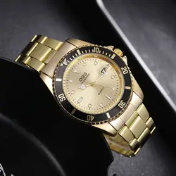 Famous Brand Men Golden  Steel Quartz Watch 2021 Fashion Casual Calendar Wristwatch Male Sports Military Clock Relogio Masculino