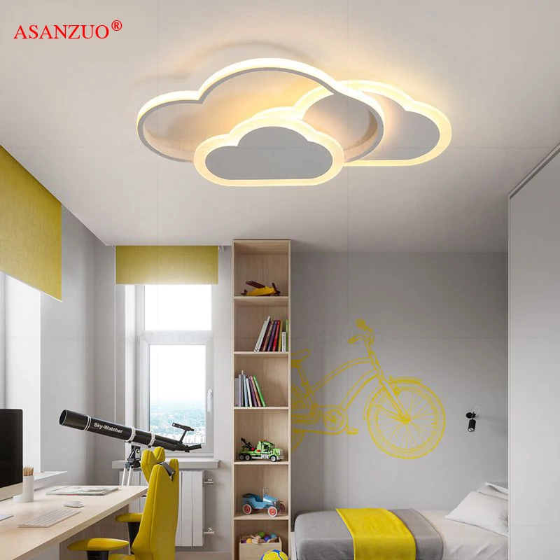 Modern LED Ceiling Lamp for Children\'s Room Bedroom Study Lighting Fixtures Pink White Creative child Cloud Ceiling light