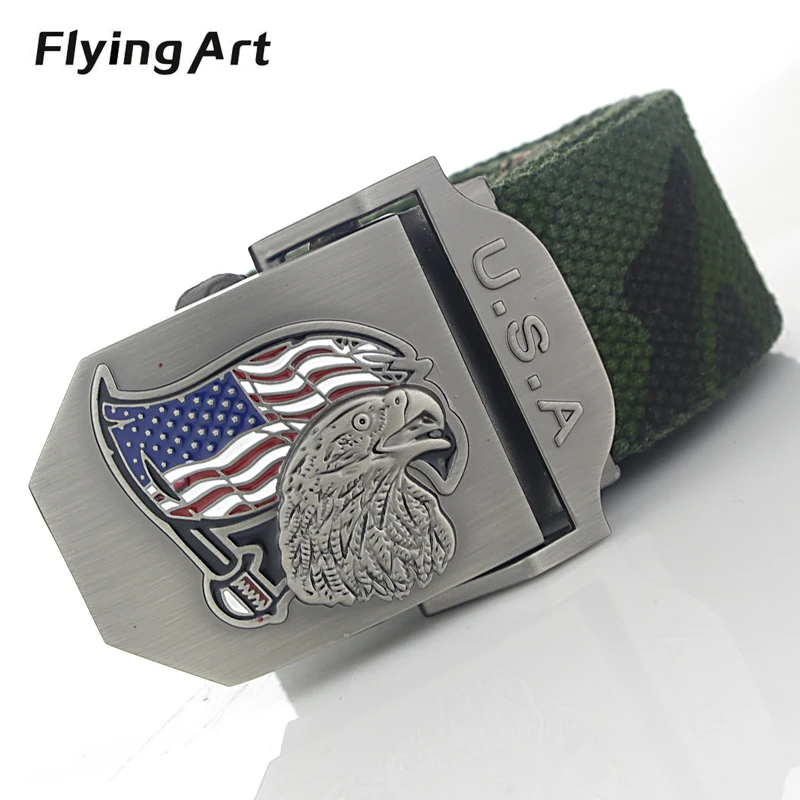 

Men&Women Canvas belt Automatic buckle American flag color British Men's thick Canvas Belt fashion belt designer jeans belt