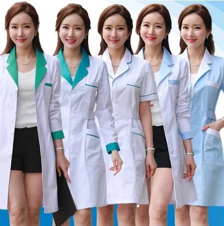 Scrubs Uniforms เสื้อผ้าสีขาว Lab Coat ผู้หญิง Scrubs เครื่องแต่งกายร้านเสริมสวยทำงานเสื้อผ้าสปาเครื่องแบบสุ...