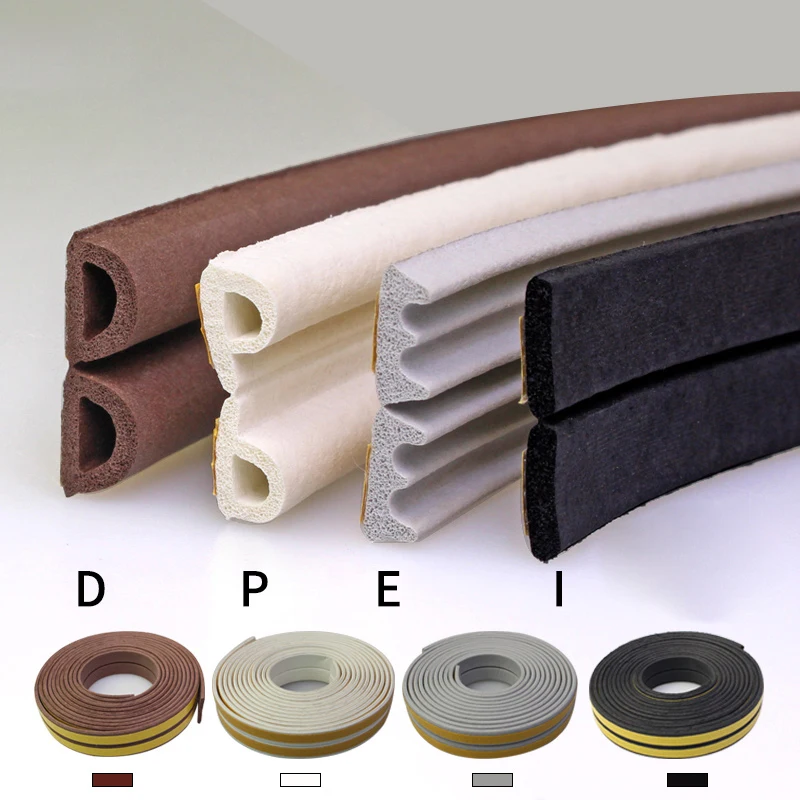 

5 м изоляционный блокатор зазоров Epdm D/E/I/P-тип, уплотнительная лента для зачистки атмосферных воздействий для дверей и окон, самоклеящаяся пенопластовая лента, звукоизоляционная