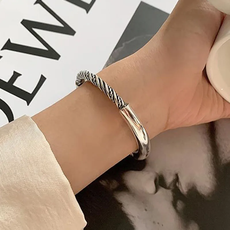 Mewanry Silver Color Couples Bracelet for Women New Trend Vintage Punk Rock Party Twist Jewelry Birthday Gifts Wholesale