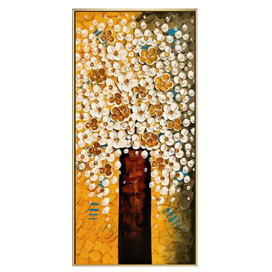 

Large Mural 100% Handmade Knife Oil Painting Hand-painted Modern Tree Flower Canvas Poster Decor Home Live Room Palette Picture