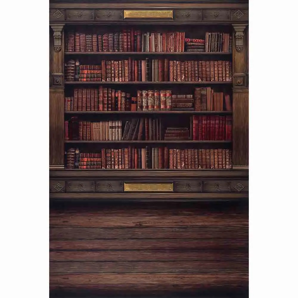 Allenjoy Shelves Backdrop For Photographic Studio Vintage Private Library Bookcase Fireplace Roman Column Photo Background