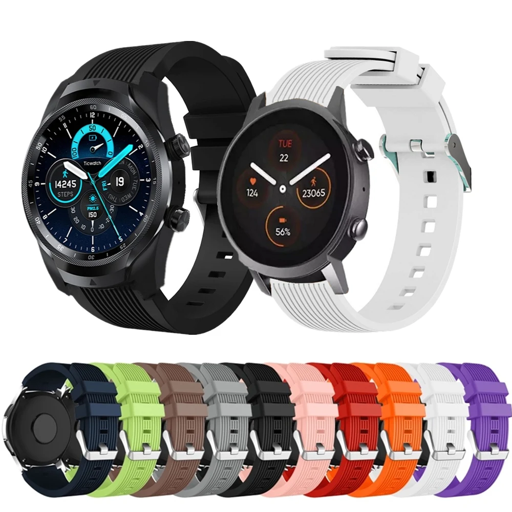 Силиконовый ремешок для смарт-часов Ticwatch Pro 3 GTX S2, аксессуары для Ticwatch E3 E 2 GTH, сменный браслет, мягкий