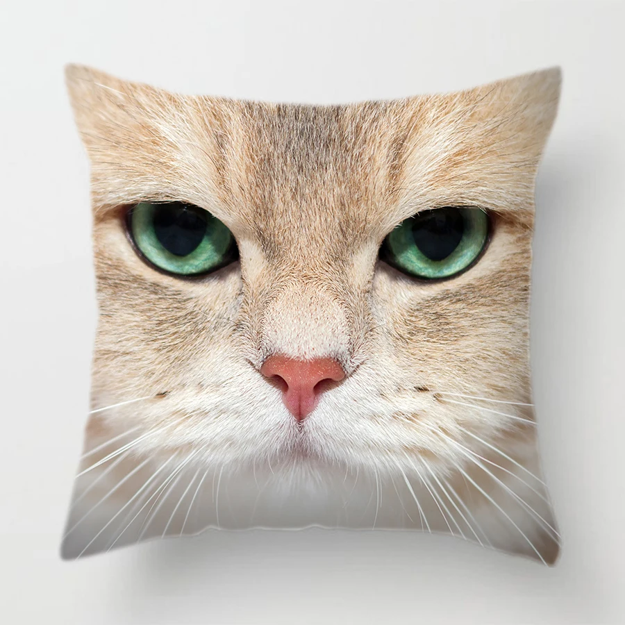 Cat Face Printed Decorative Cushion Cover Animal Pet Sofa Home Couch Throw Pillow Cover Pillow Case Room Decoration 45X45CM