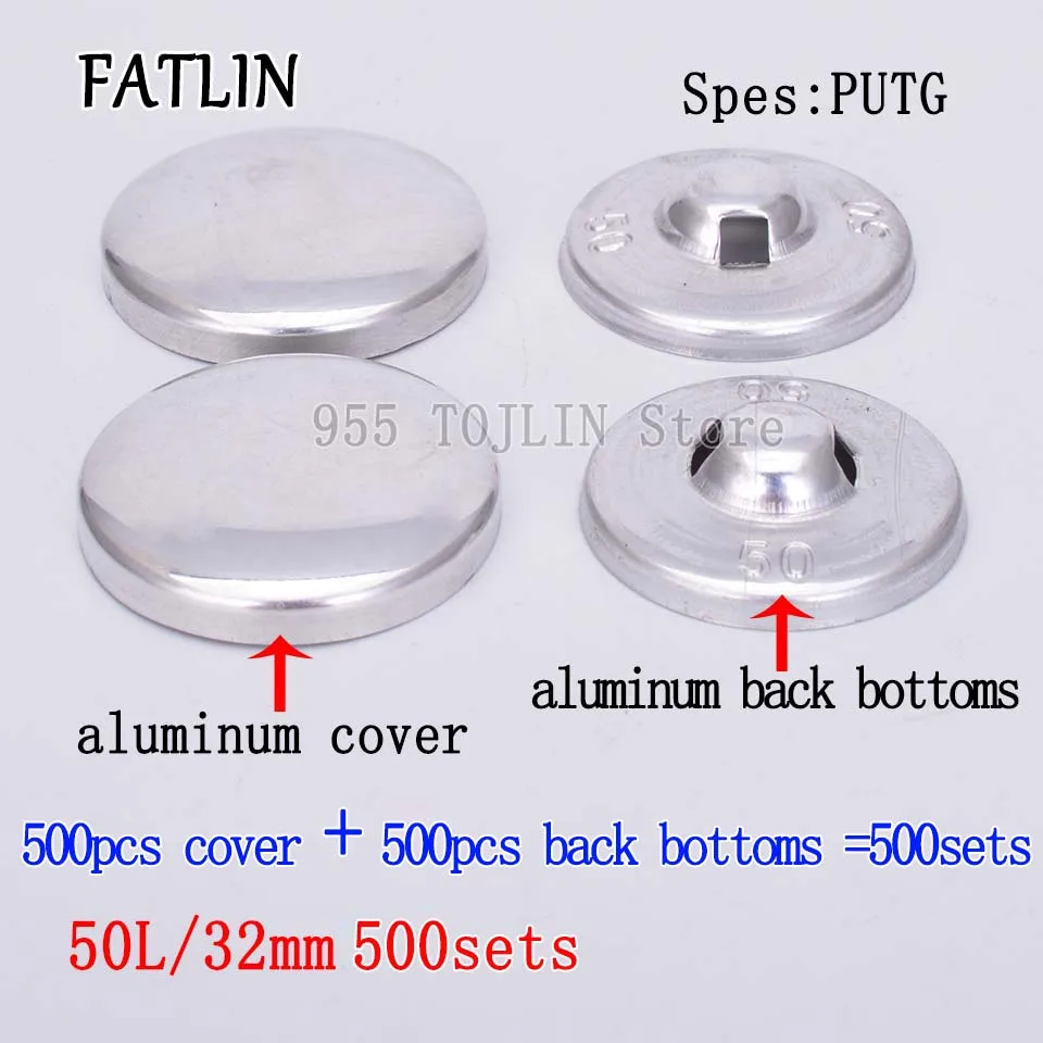 500Sets 16L-60L Aluminum Covered Cloth Fabric Buttons DIY Handmade Metal Bread Shape Round Fabric Accessories PUTG