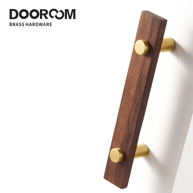 Dooroom – Poignées de meubles en laiton et noyer, longues tirettes modernes, pour armoire, commode, boîte à chaussures, bar à vin, tiroirs