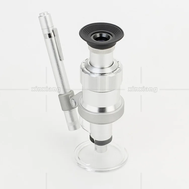 40X LED iluminado Jade valla lupa joyería gema identificador lupa microscopio de bolsillo con lámpara y escala de lectura 0,05mm