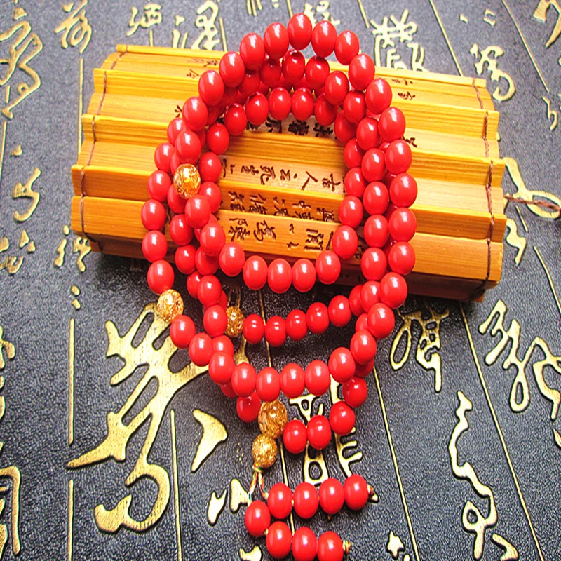 Vermilion Bracelet 108 Buddha Beads Adornment DIY Handmade Men and Women's Multi-layer Multi-circle