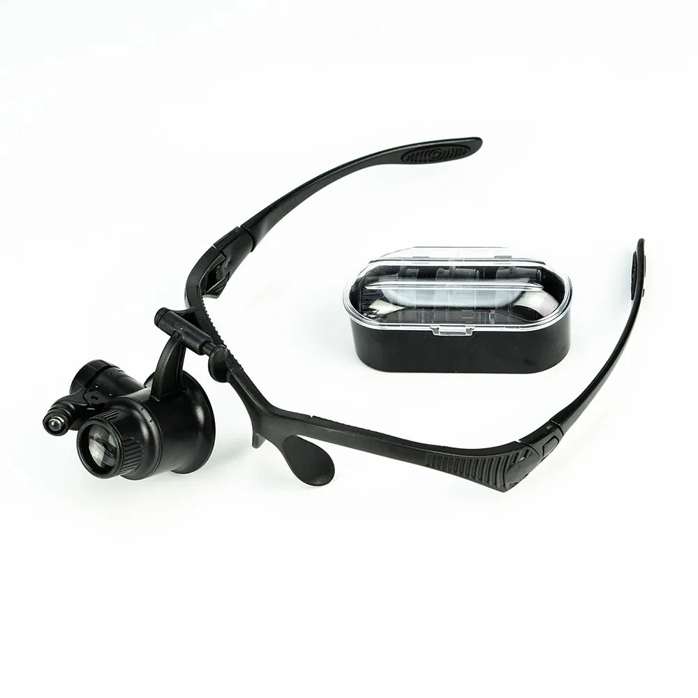 Headband Magnifying Glasses 10X 15X 20X 25X Loupe with Led Monocular Eye Mask Magnifying Glass Replaceable Lens