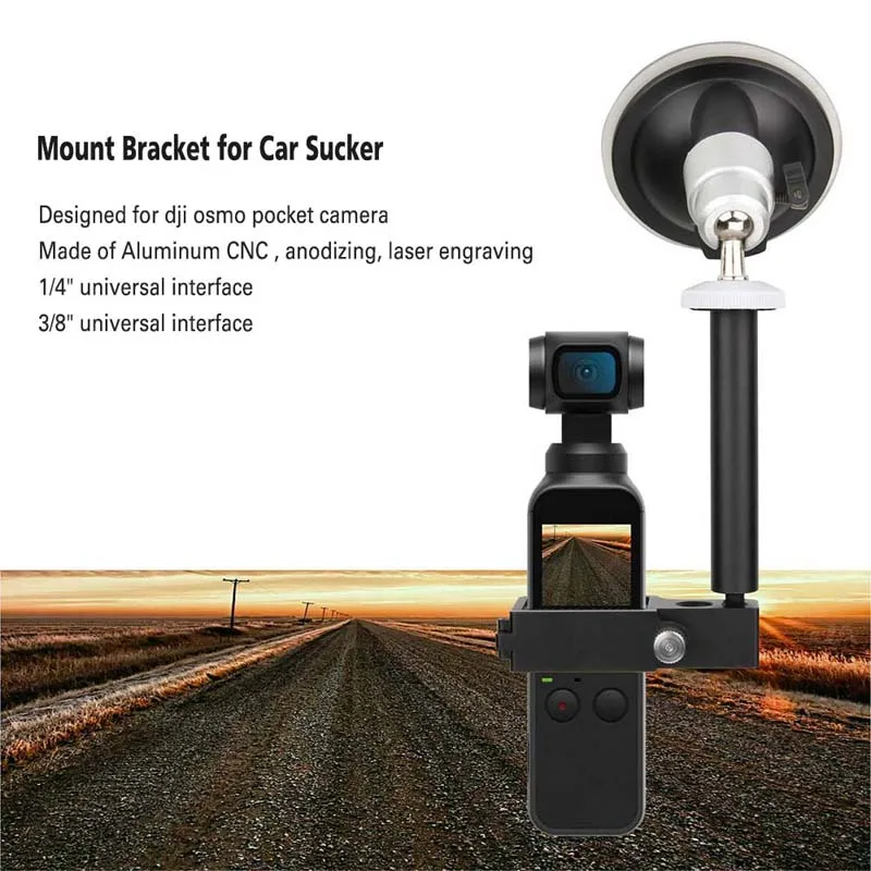 Pixco Mount Bracket for Car Sucker Suit for DJI Osmo Pocket, Gimbal Extension Module Holder Parts, Vehicle Window Suction Cup