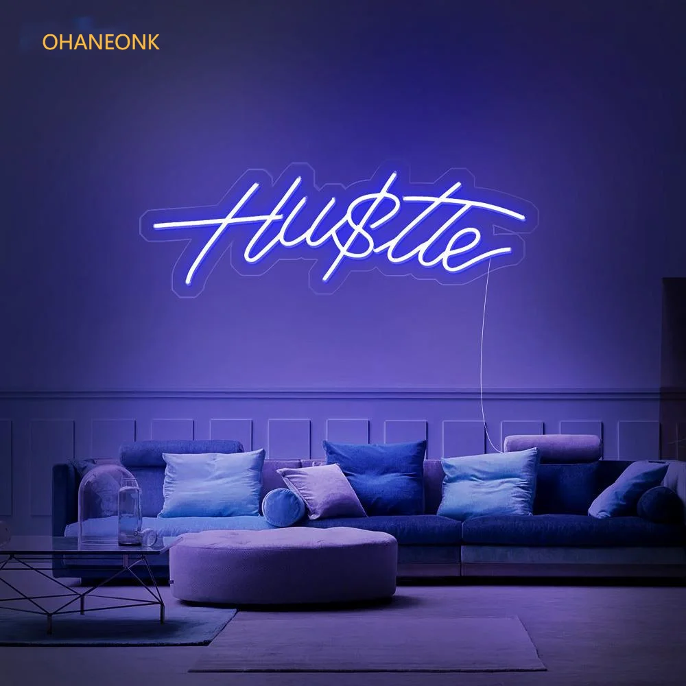 OHANEONK Hustle LED Neon Sign Light Letter Name Logo Personalized Neon Sign Custom For Party Wedding Home Decorative
