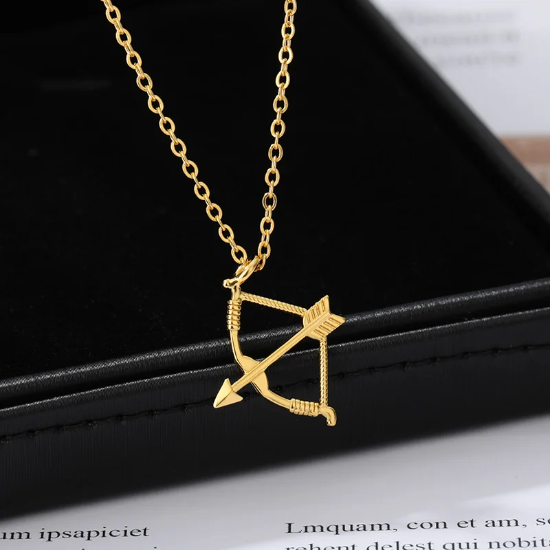 Bow Arrow Necklace For Women Gold Color Cupid\'s Arrow Necklcae Pendant Stainless Steel Jewerly Wedding Couple Gifts collar 2024