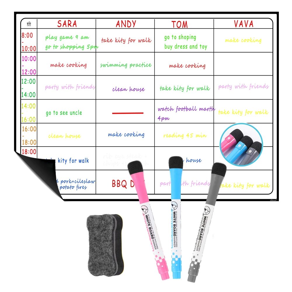 Tableau Blanc Magnétique Effaçable à Sec, Autocollants de Réfrigérateur avec 3 Stylos