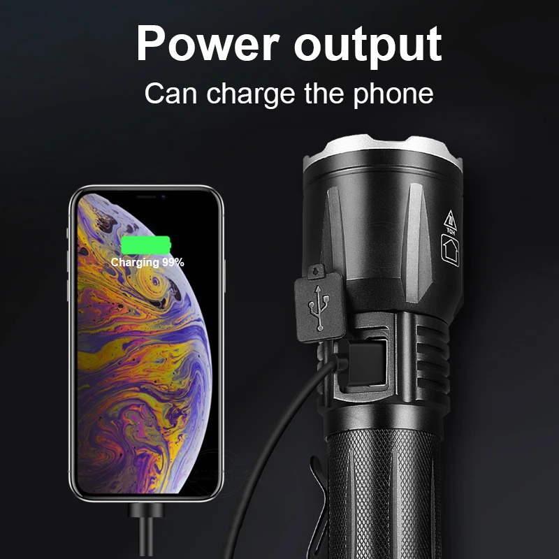 Super bright XHP190 Powerful Led Flashlight 18650 XHP90 High Power Torch Light Rechargeable Tactical Flash Light Usb Hand Lamp