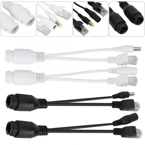 Imagen 2 del producto Cable adaptador de alimentación pasiva por Ethernet, divisor impermeable para exteriores, inyector RJ45, 12-48v para cámara IP