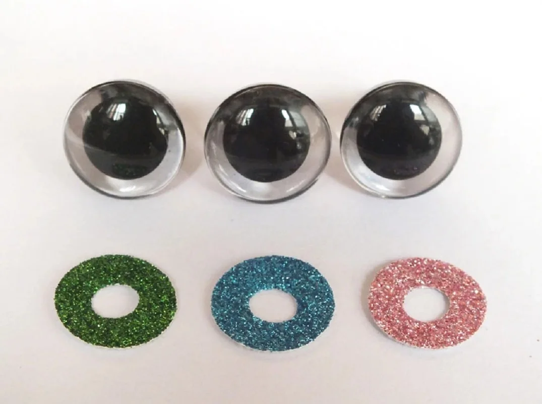 20pcs 12mm/14mm/16mm/20mm/25mm 3D Glitter Eyes Safety Puppet Toy Plush Toy Color Doll Eyes For Amigurumi Crochet Stuffed Animal
