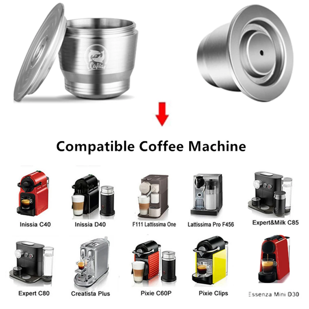 Food-Grade Stainless Steel Reusable Capsule Coffee Compatible For Nespresso Coffee Machine Original Line With Dosing Ring