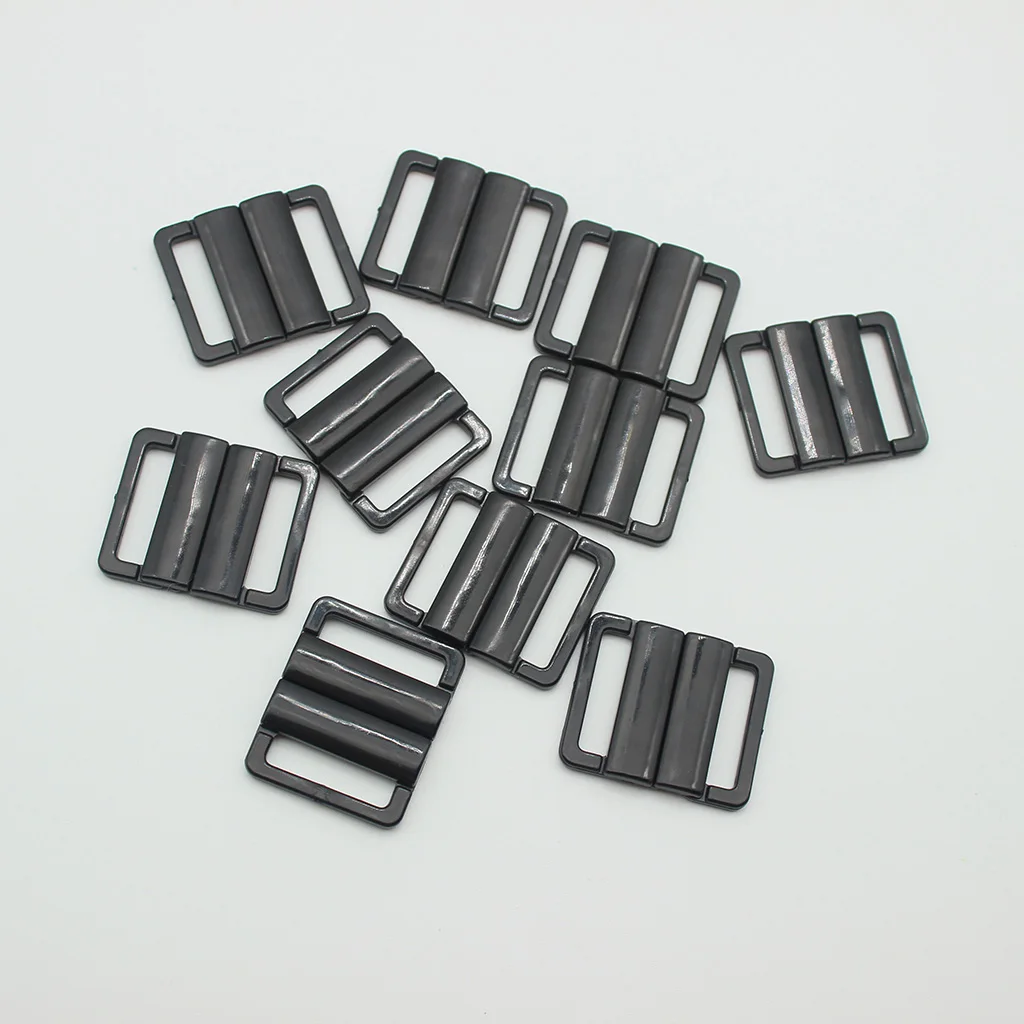 20pcs/10 Sets Useful Black Plastic Hook Snap Bra Clasps Bikini Slider Buckles for Sewing Underwear Wedding Dress Supplies