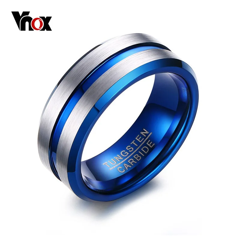 

VNOX Thin Blue Line Tungsten Ring Wedding Brands 8MM Tungsten Carbide Rings for Men Jewelry