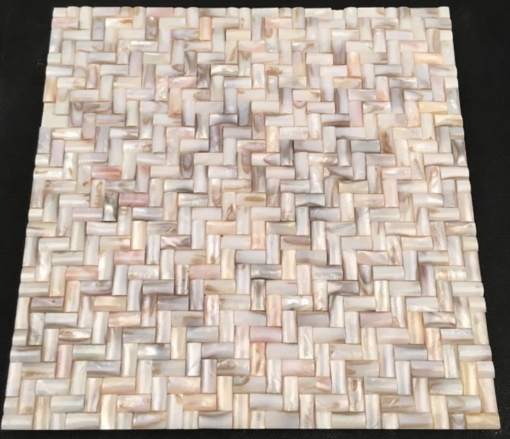 Natural White Herringbone Seashell Mosaic Kitchen Backsplash Mother of Pearl Wall Tile MOPSL066