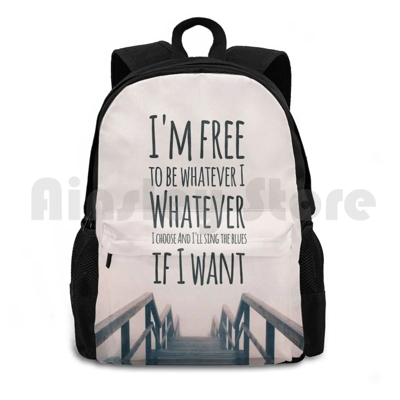 Whatever Outdoor Hiking Backpack Waterproof Camping Travel Whatever Song Lyric Music England Indie