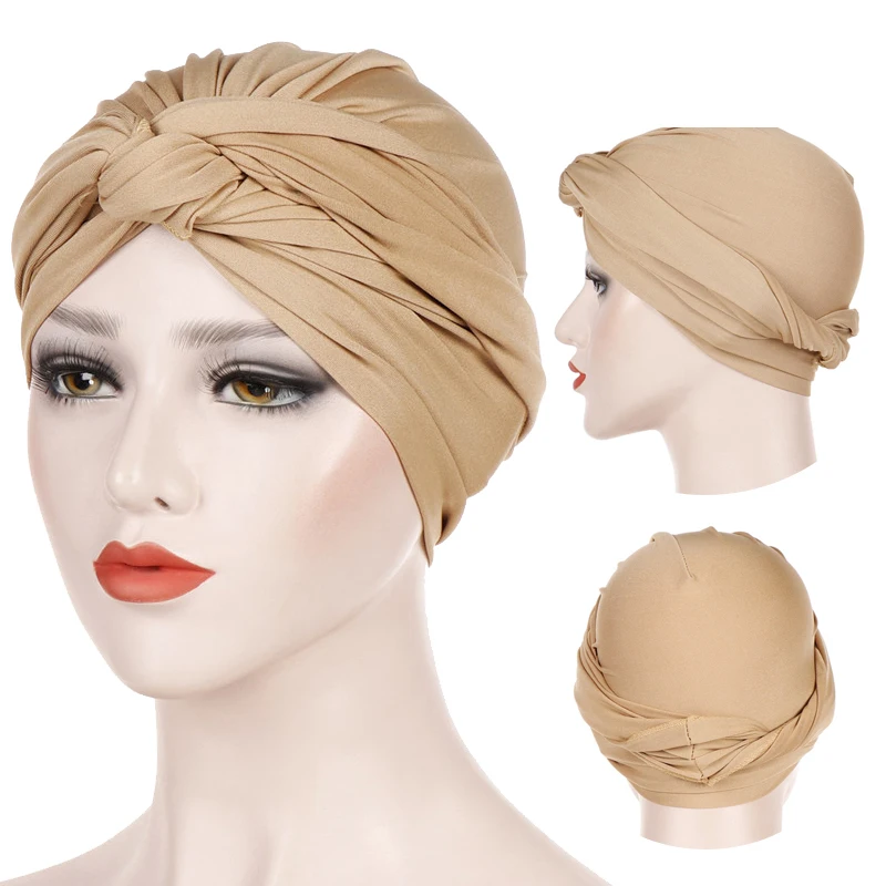 Solid cotton jersey head scarf for women muslim hijab cap female turban africa wrap Islamic clothing accessories turbante bonnet