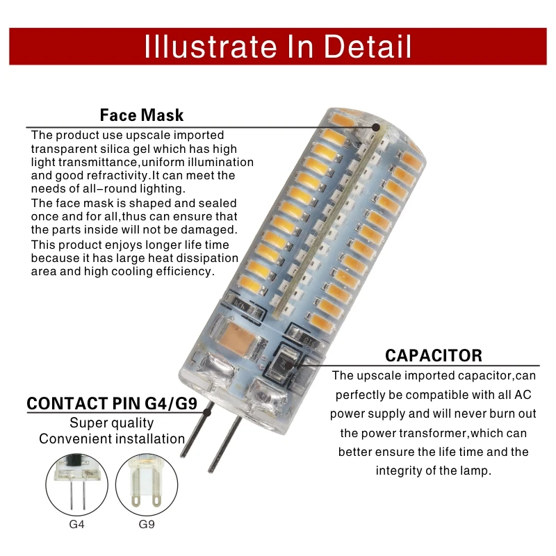 10 teile/los LED G4 G9 12V 220V AC DC 1w 2w 3w 4w 5w 6w Ersetzen 40w 60w Halogen Lampe Licht 360 Strahl Winkel Kronleuchter Led-lampe Lampe