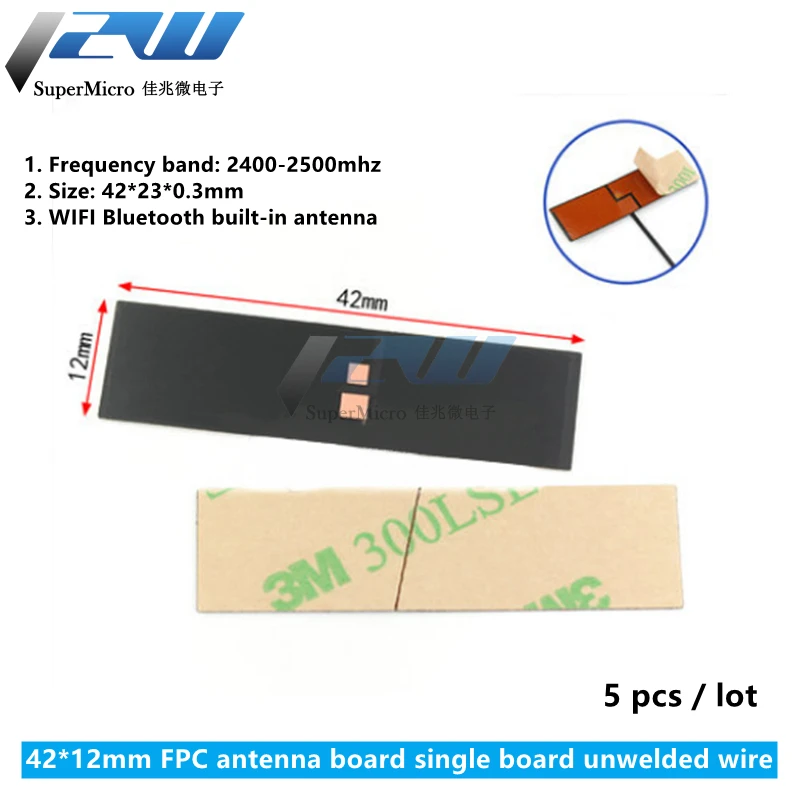 5 Pcs/Lot  WiFi 2.4G High Gain Built-in Flexible FPC Soft Antenna ZigBee Bluetooth Module Ipex Patch Antenna IPEX to FPC Antenna