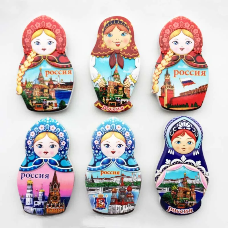 Rosja kreatywna turystyka pamiątka Matryoshka żywica śliczne magnesy rosyjska lalka magnesy na lodówkę pomysły na prezent do dekoracji domu