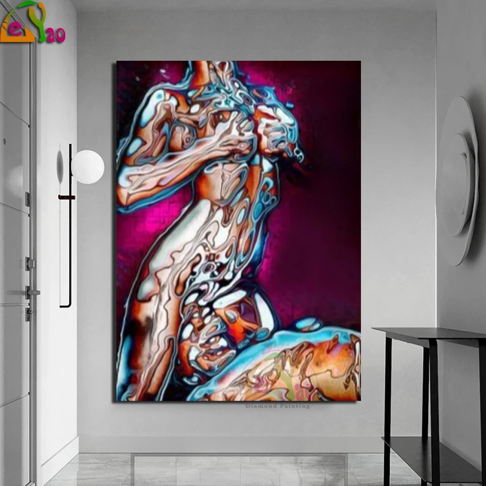 5D DIY Diamond Painting Men And Women Sexy Rhinestone Diamond Embroidery Abstract Nude Couple Cross Stitch Mosaic Set Home Decor