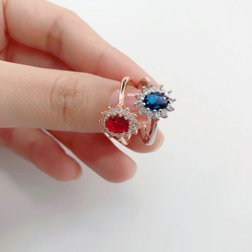 Diana Ring Für Frauen Prinzessin Stil Blau Kristall Zirkon Silber Farbe Engagement Hochzeit Finger Ringe Geschenk Mode Schmuck R076 – Detail 1
