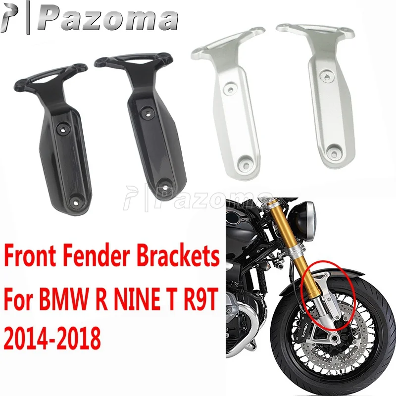 Black Silver Aluminum Motorcycle Cafe Racer Chopper Front Fender Mudguard Brackets For BMW R NINE T R9T 2014 2015 2016 2017 2018