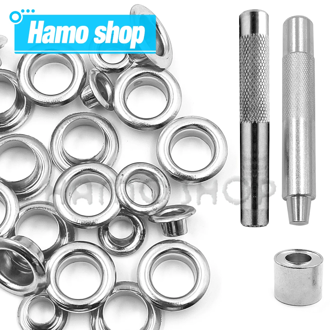 50set Silber Farben Metall Öse Ösen Mit Öse Punch Sterben Werkzeug Set Für DIY Lederhandwerk Kleidung Zubehör Schuhe Gürtel