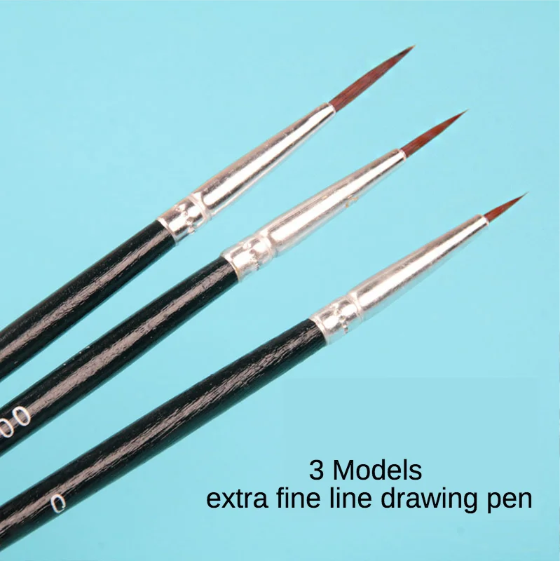 Variety of Colors 0 00 000 Nylon Hook line Pen Gouache Watercolor Oil Painting Hand-Painted Fine Brush Nail Art Line Drawing Pen