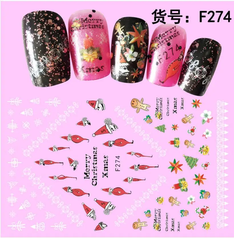 

1pc Hot Sale Christmas Man Pattern 3D Nail Decal and Sticker Three-dimensional Gummed Sticker New Arrivals T1602