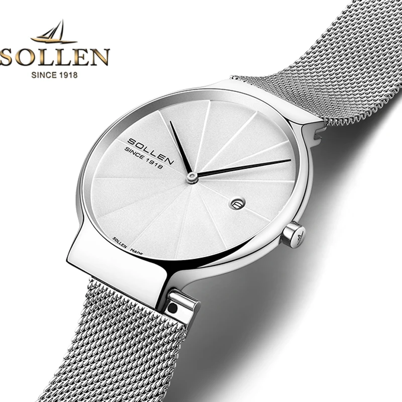 

New Switzerland Luxury Brand SOLLEN Japan Import VJ24 Quartz Woman's Watches Sapphire 7 mm Ultra-thin Waterproof Clocks SL9015XL