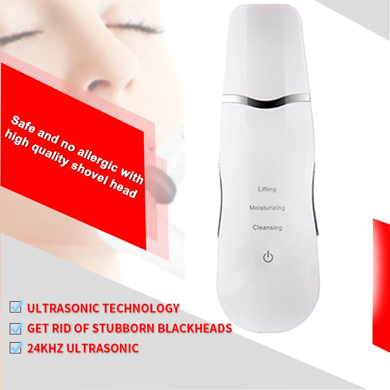 

Easy To Operate Ultrasonic Skin Scrubber Face Cleaning Whitening Skin Cleaning Blackhead Rechargeable