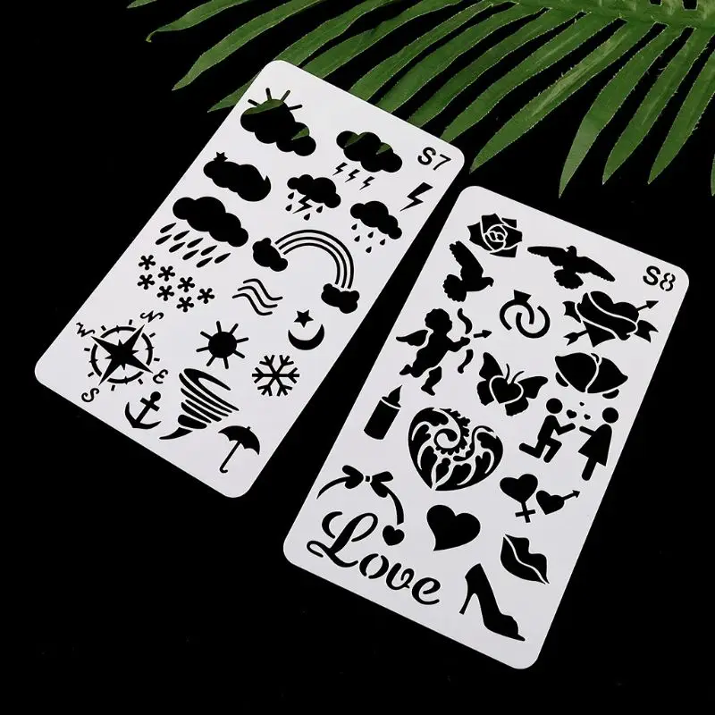 24pcs/set Journal Border Drawing Template Ruler Stencil Painting Board DIY Album