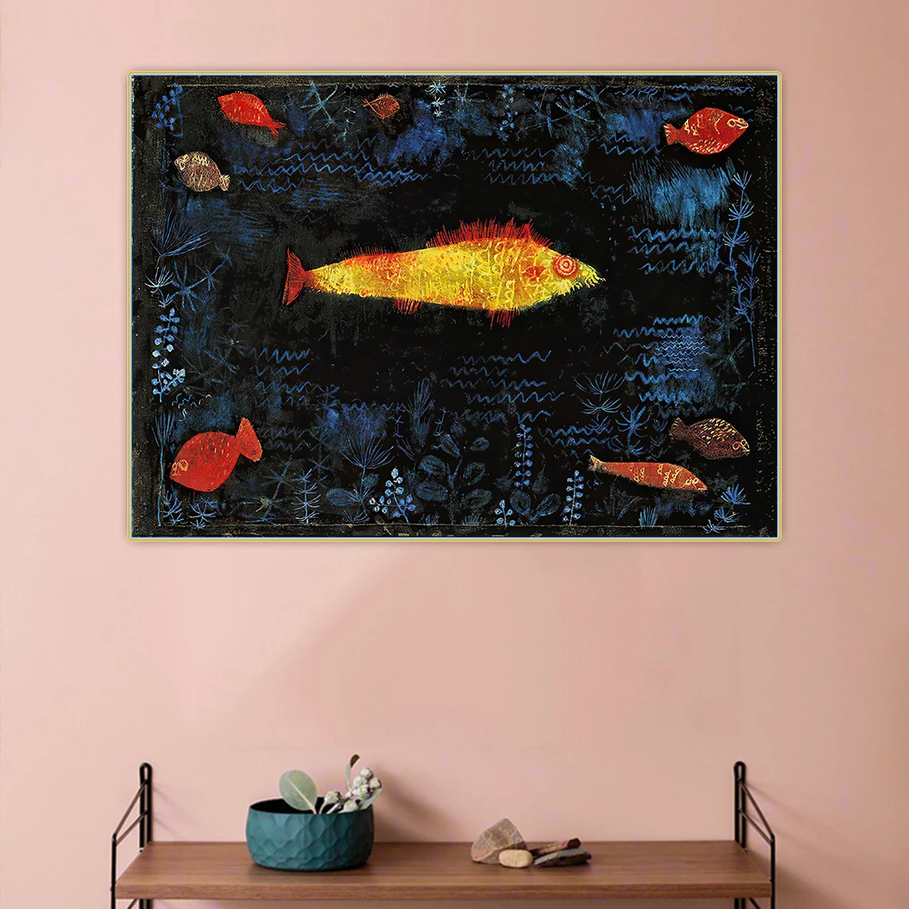 Citon Paul Klee《The Goldfish》Canvas Art Oil Painting Artwork Print Poster Picture Wall Decor Home Living Room Decoration