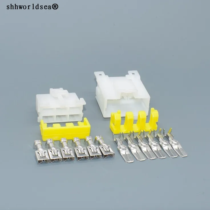 

shhworldsea 6 Pin 6.3mm 7122-6060 7123-6060 Female Male 6.3mm Auto Socket Electrical Wiring Cable Connector Plugs