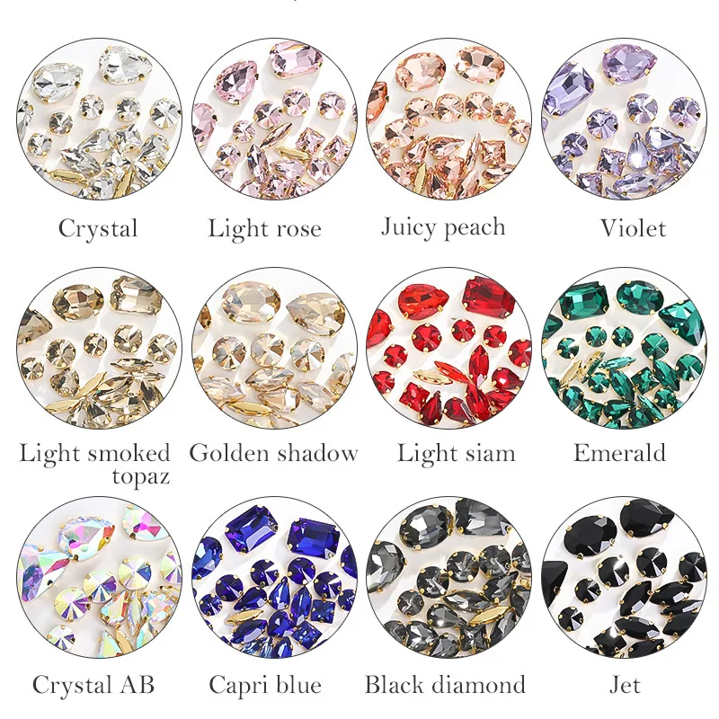 

Astrobox Fancy 50Pcs Mixed Shape With Claw Sew On Rhinestone Crystal For Clothing & Accessories Glass Stone DIY Jewelry Making