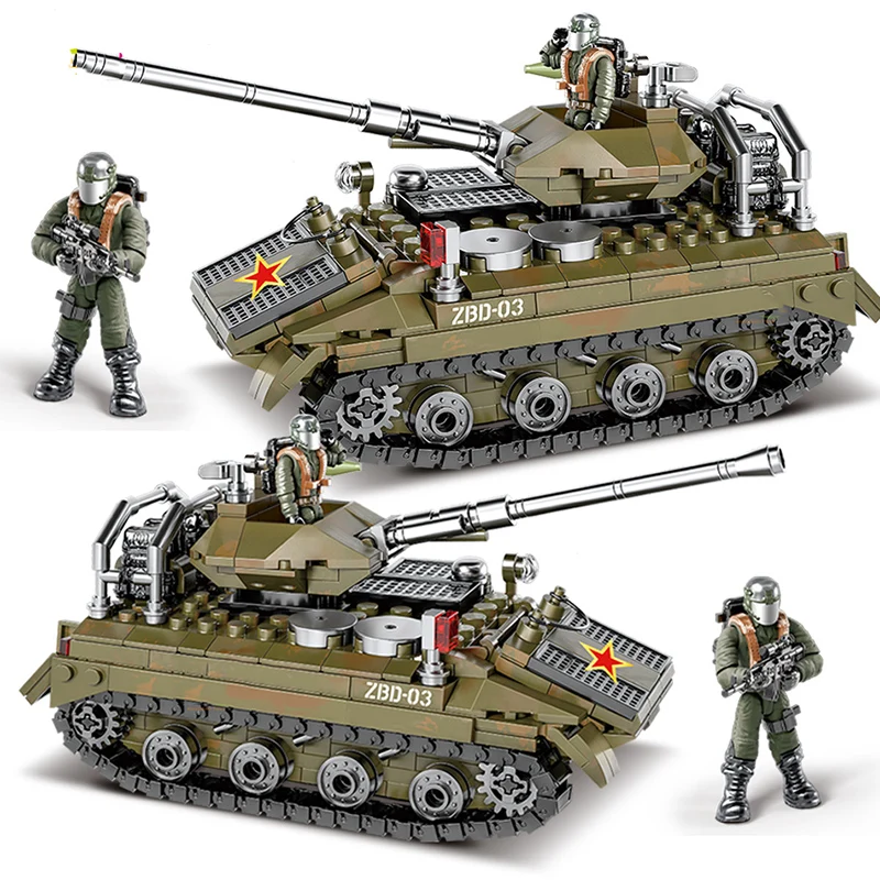 WW2 Military Series Main Battle Tank Building Blocks Survival Warfare Soldier Weapon Tank Model Kit Bricks Toys For Children